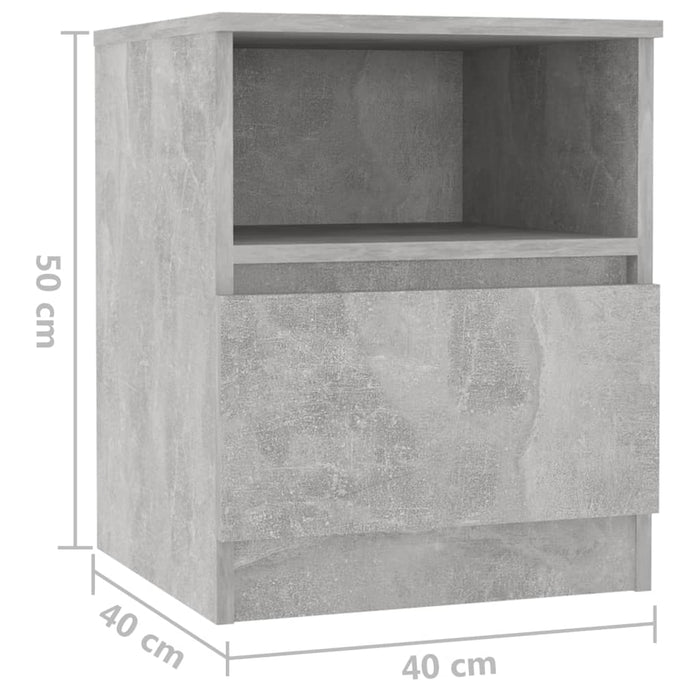 Bed Cabinets 2 pcs Concrete Grey 40x40x50 cm Engineered Wood