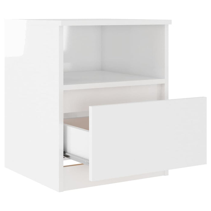 Bed Cabinet High Gloss White 40x40x50 cm Engineered Wood