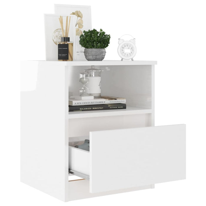 Bed Cabinet High Gloss White 40x40x50 cm Engineered Wood