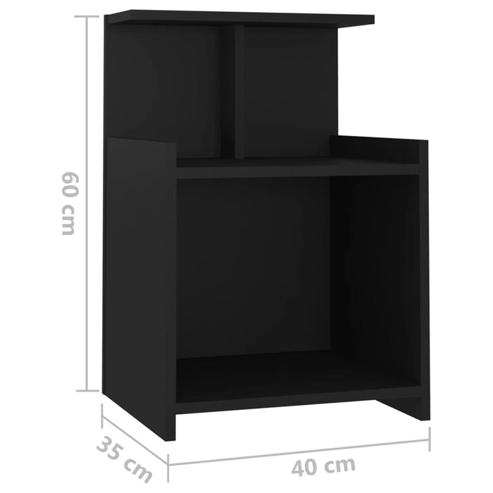 Шкаф за легло черен 40x35x60 см инженерно дърво