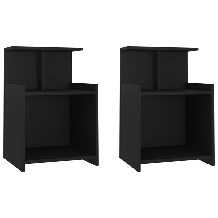 Bed Cabinets 2 pcs Black 40x35x60 cm Engineered Wood