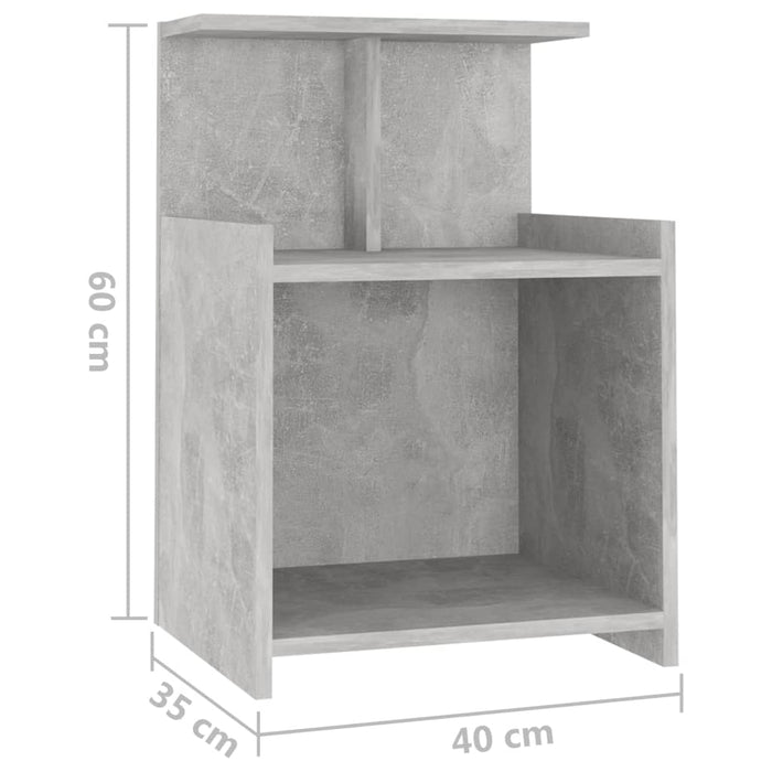 Шкаф за легло бетонно сиво 40x35x60 см инженерно дърво