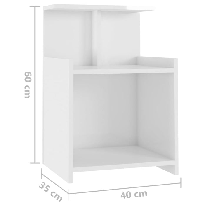 Bed Cabinets 2 pcs High Gloss White 40x35x60 cm Engineered Wood