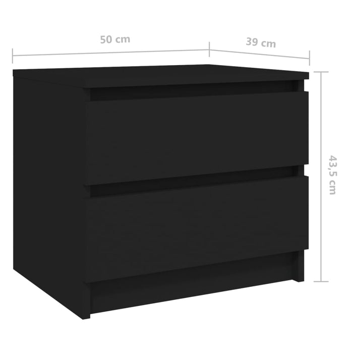 Bed Cabinets 2 pcs Black 50x39x43.5 cm Engineered Wood