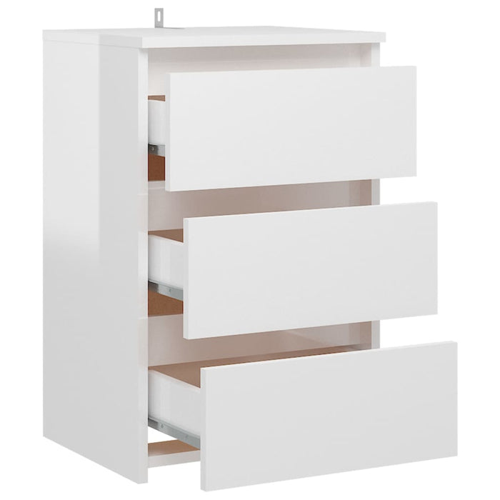 Bed Cabinets 2 pcs High Gloss White 40x35x62.5 cm Engineered Wood