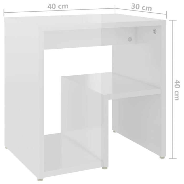 Шкаф за легло висок гланц бяло 40x30x40 см инженерно дърво