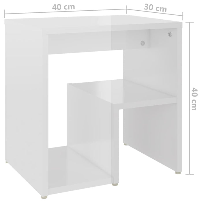 Шкафове за легло 2 бр Силно гланцово бяло 40x30x40 см Инженерно дърво