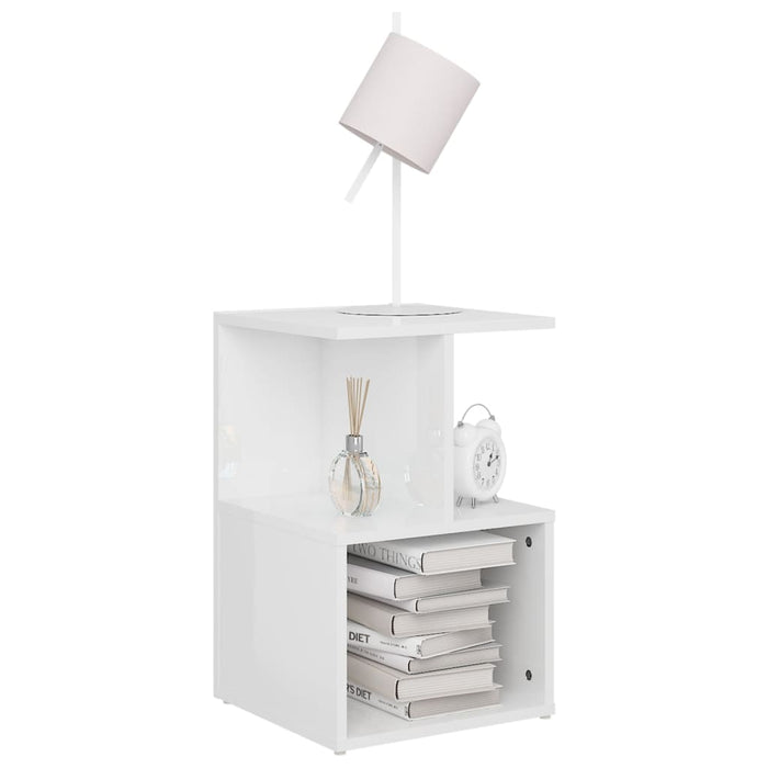 Bedside Cabinets 2 pcs High Gloss White 35x35x55 cm Engineered Wood