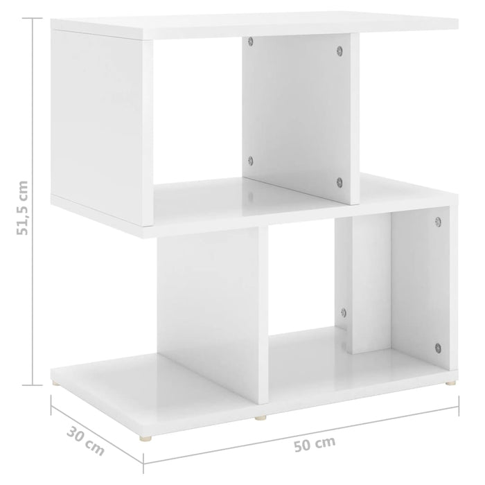 Нощно шкафче висок гланц бяло 50x30x51,5 см инженерно дърво