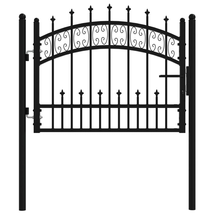 Fence Gate with Spear Top Black 103x120 cm Powder-coated Steel