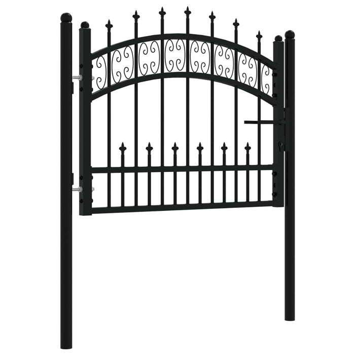 Fence Gate with Spear Top Black 103x120 cm Powder-coated Steel