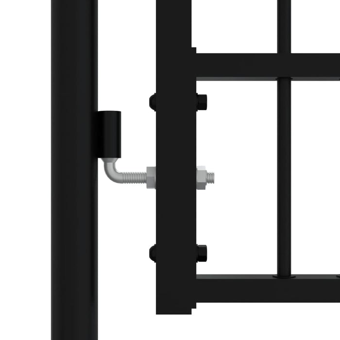 Fence Gate with Spear Top Black 103x120 cm Powder-coated Steel