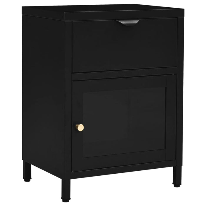 Nightstand Black 40x30x54.5 cm Steel and Glass