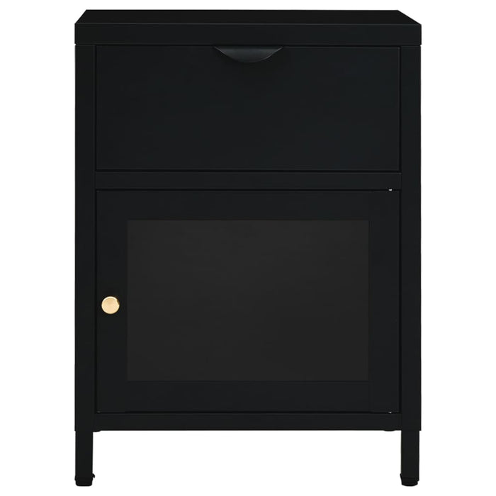 Nightstand Black 40x30x54.5 cm Steel and Glass