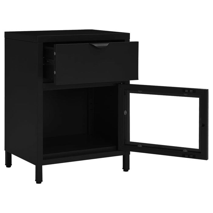 Nightstand Black 40x30x54.5 cm Steel and Glass