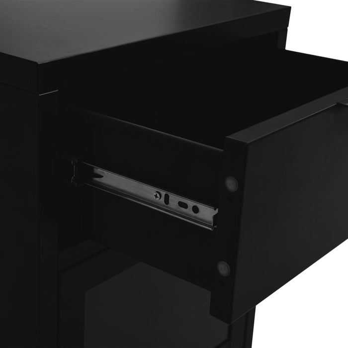 Nightstand Black 40x30x54.5 cm Steel and Glass