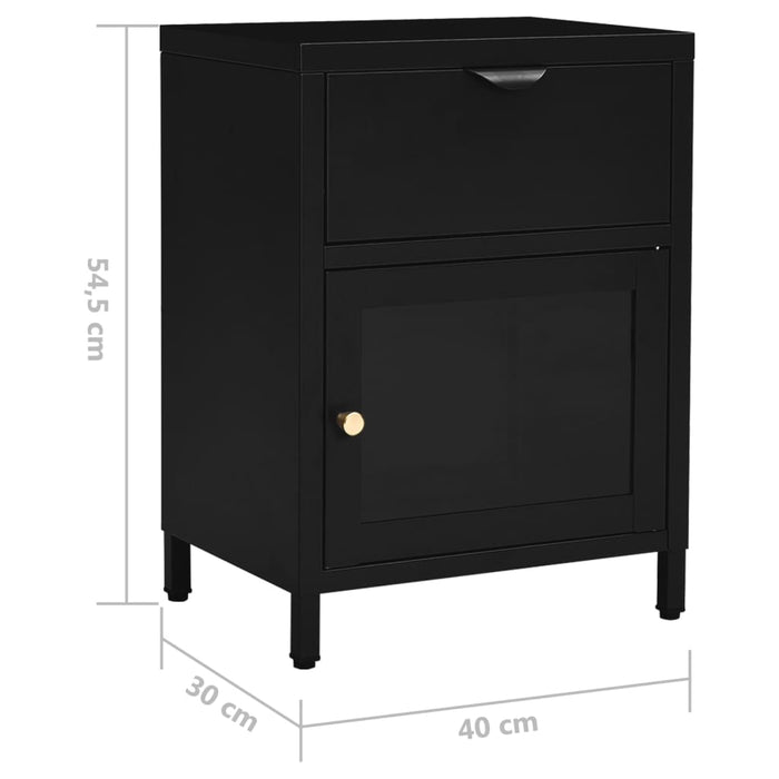 Nightstand Black 40x30x54.5 cm Steel and Glass