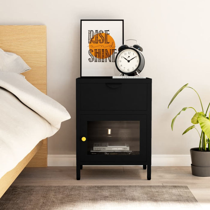 Nightstand Black 40x30x54.5 cm Steel and Glass