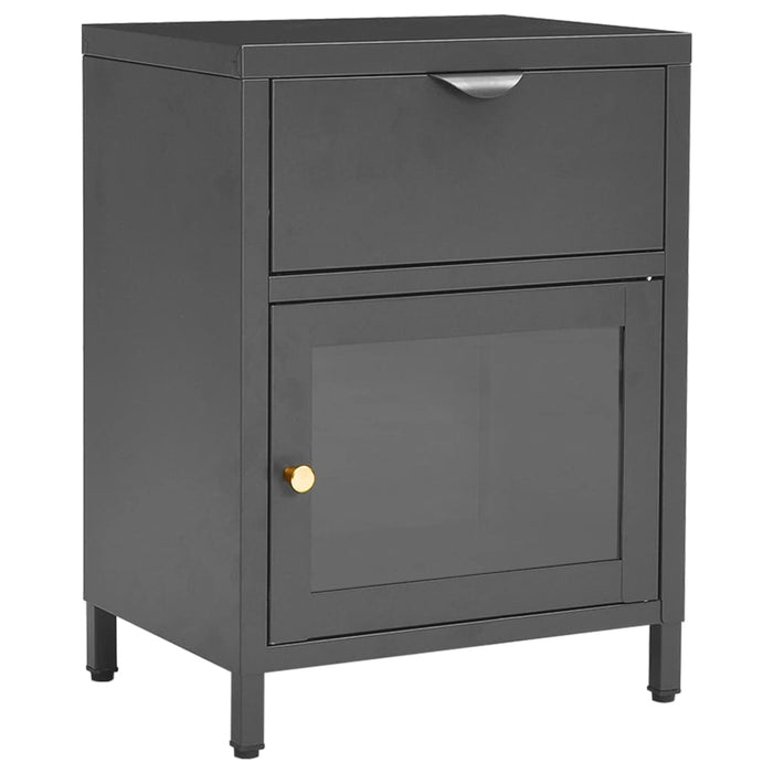 Nightstand Anthracite 40x30x54.5 cm Steel and Glass