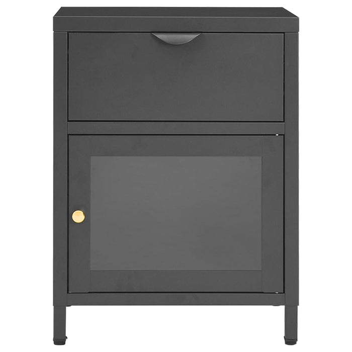 Nightstand Anthracite 40x30x54.5 cm Steel and Glass