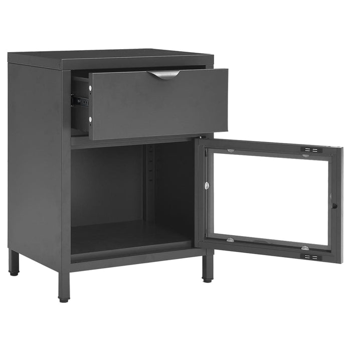 Nightstand Anthracite 40x30x54.5 cm Steel and Glass