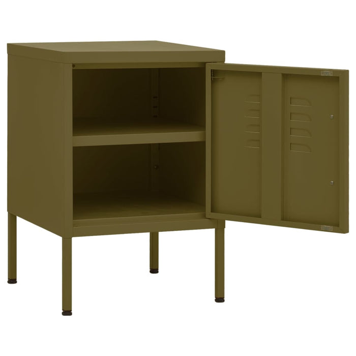 Nightstand Olive Green 35x35x51 cm Steel