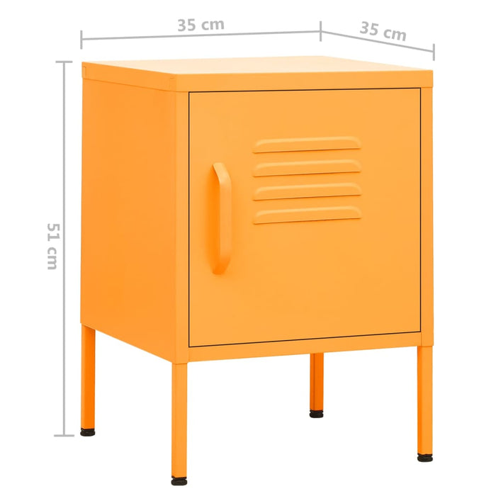 Nightstand Mustard Yellow 35x35x51 cm Steel