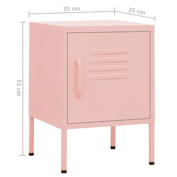 Nightstand Pink 35x35x51 cm Steel