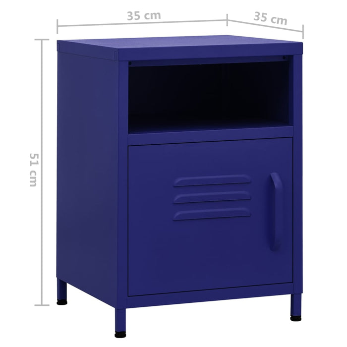 Nightstand Navy Blue 35x35x51 cm Steel