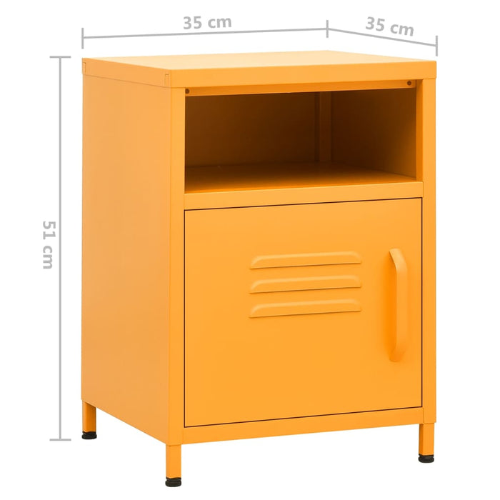 Nightstand Mustard Yellow 35x35x51 cm Steel