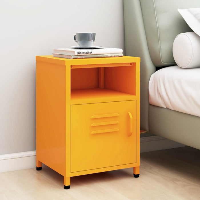 Nightstand Mustard Yellow 35x35x51 cm Steel