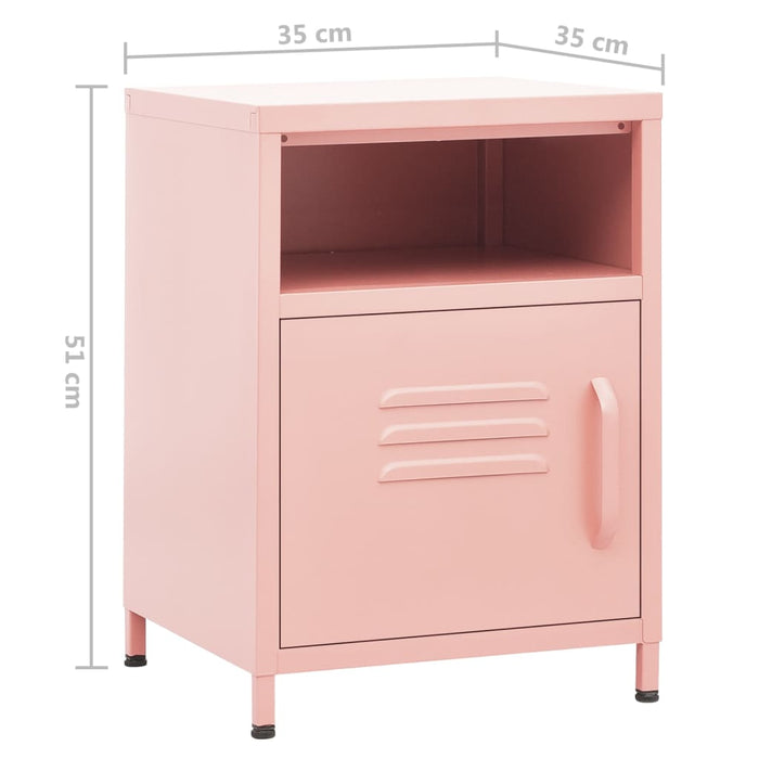 Nightstand Pink 35x35x51 cm Steel