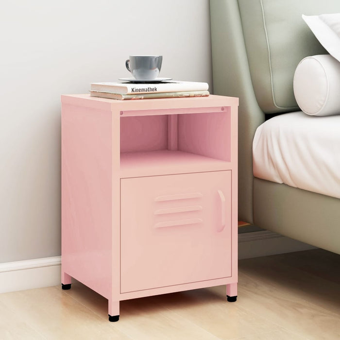 Nightstand Pink 35x35x51 cm Steel