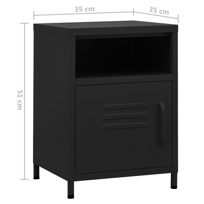 Nightstand Black 35x35x51 cm Steel