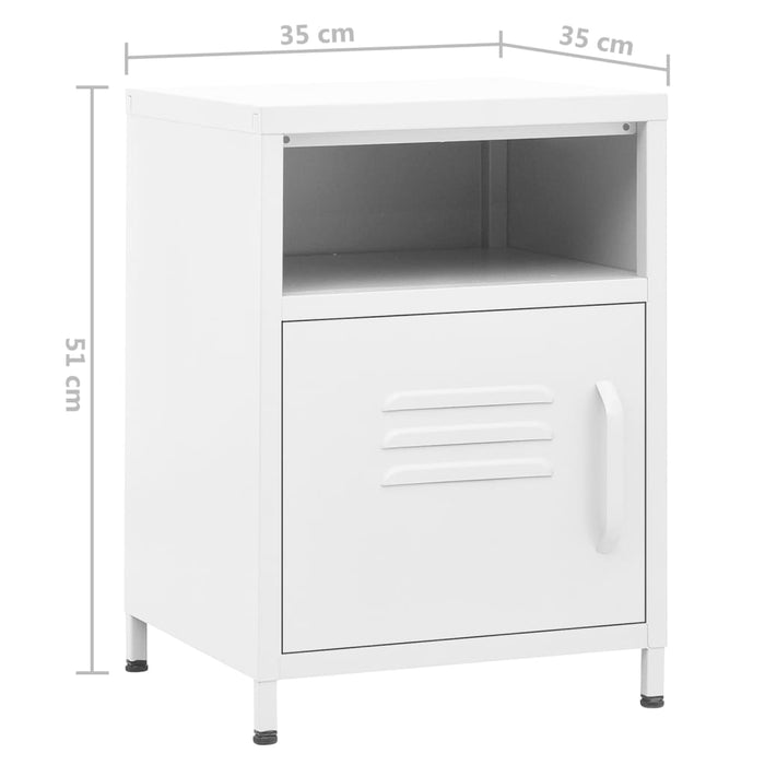 Nightstand White 35x35x51 cm Steel