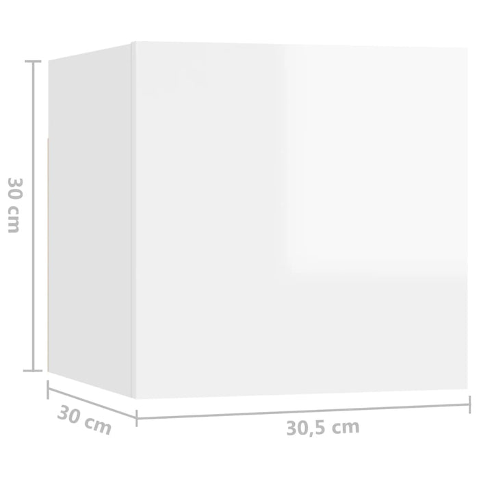 Нощни шкафчета 2 бр. Силно гланцово бяло 30,5x30x30 см инженерно дърво