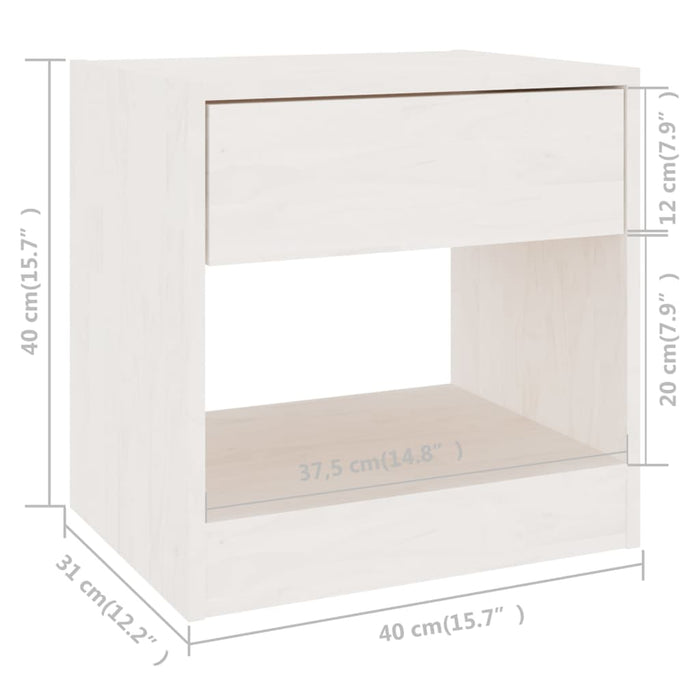 Bedside Cabinets 2 pcs White 40x31x40 cm Solid Pinewood