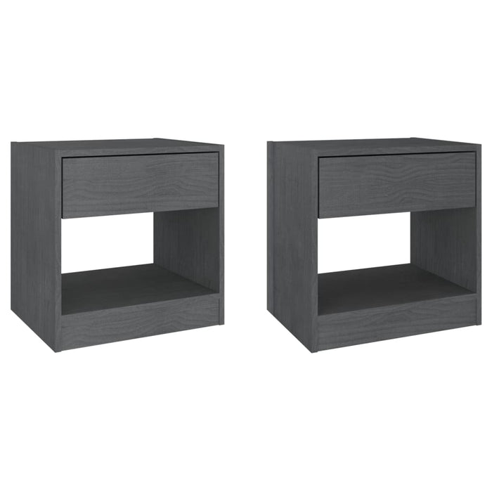 Bedside Cabinets 2 pcs Grey 40x31x40 cm Solid Pinewood