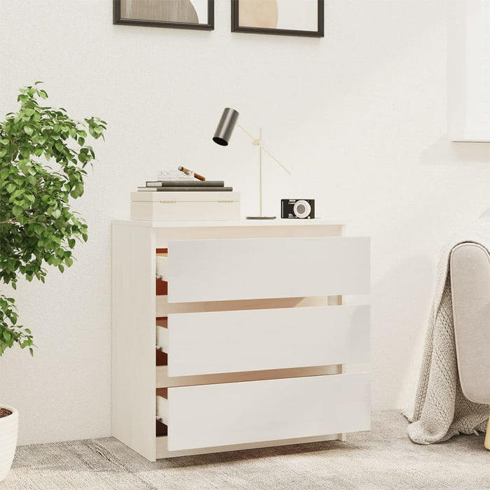 Bedside Cabinet White 60x36x64 cm Solid Pinewood