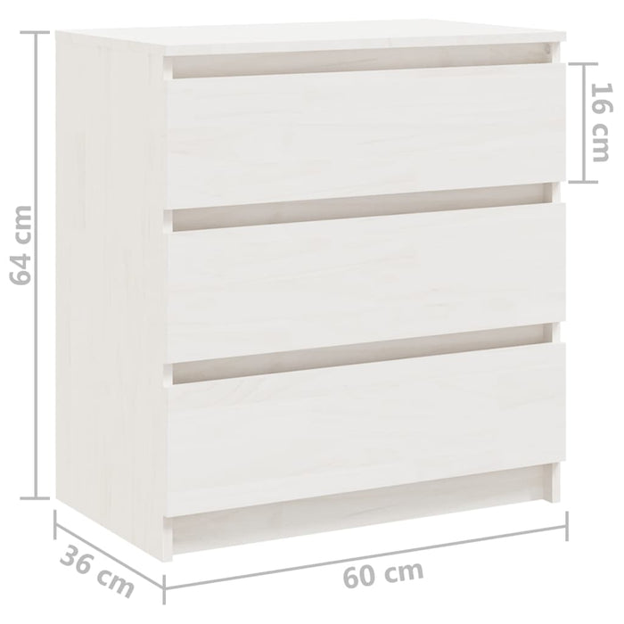 Bedside Cabinet White 60x36x64 cm Solid Pinewood