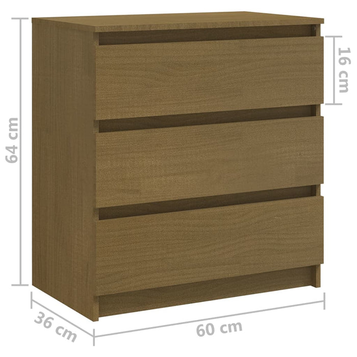 Bedside Cabinet Honey Brown 60x36x64 cm Solid Pinewood