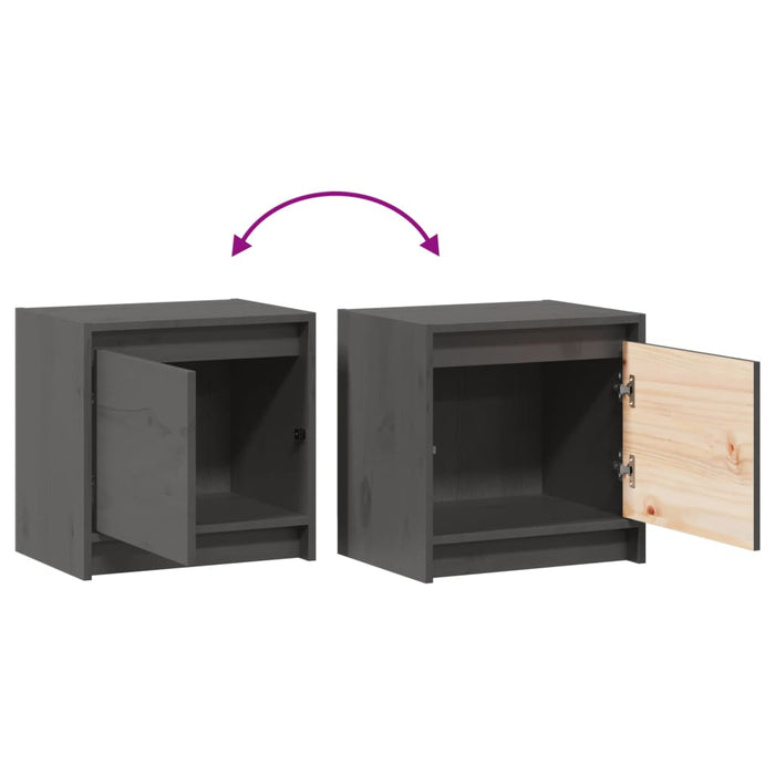 Bedside Cabinets 2 pcs Grey 40x30.5x40 cm Solid Pinewood