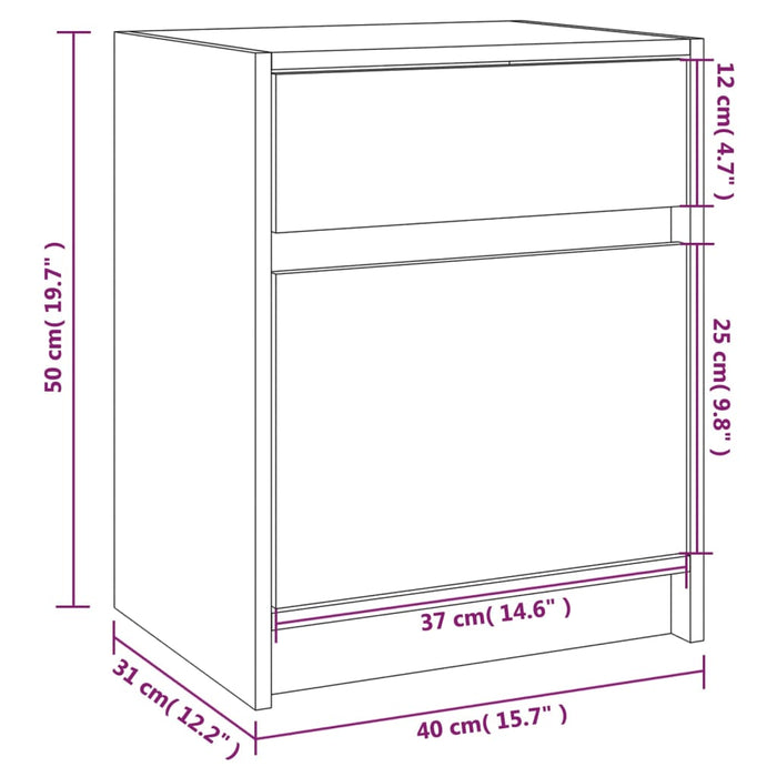 Bedside Cabinet White 40x31x50 cm Solid Pinewood