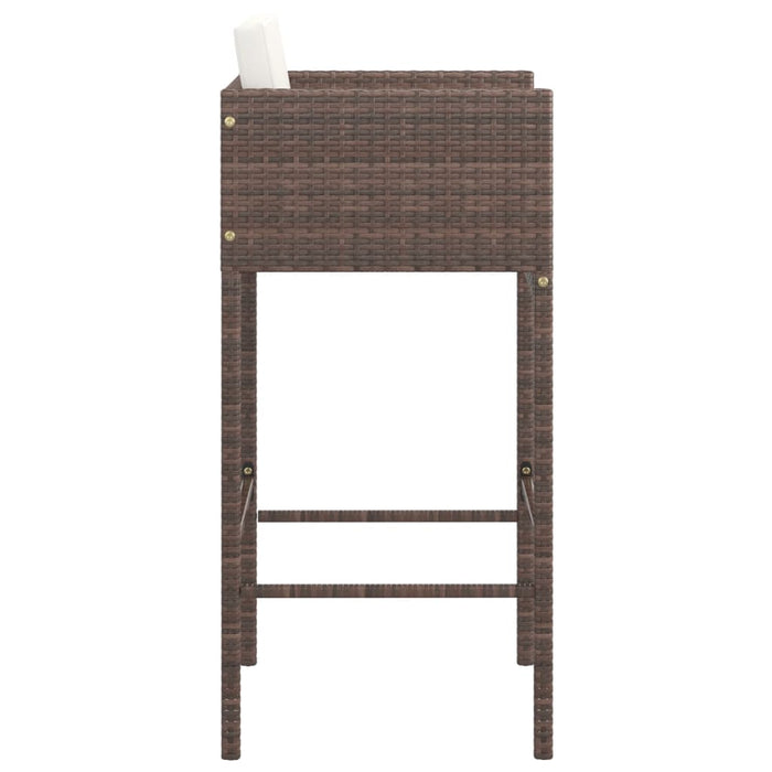 Bar Stools 4 pcs with Cushions Brown Poly Rattan