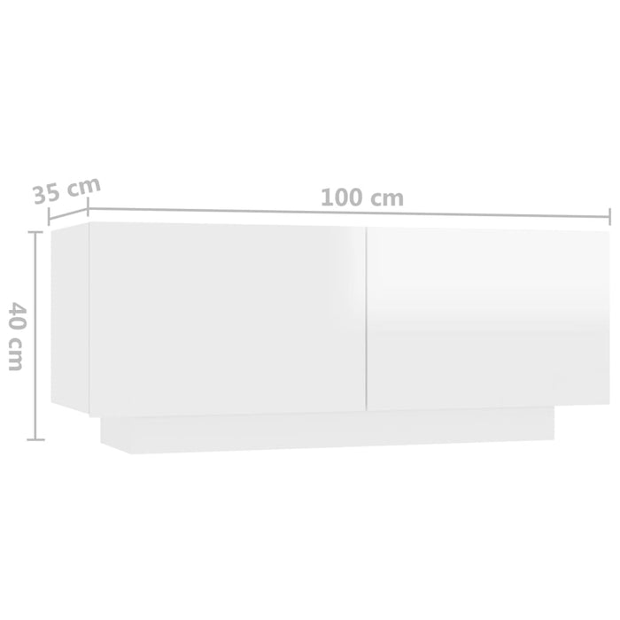 Нощно шкафче висок гланц бяло 100x35x40 см инженерно дърво