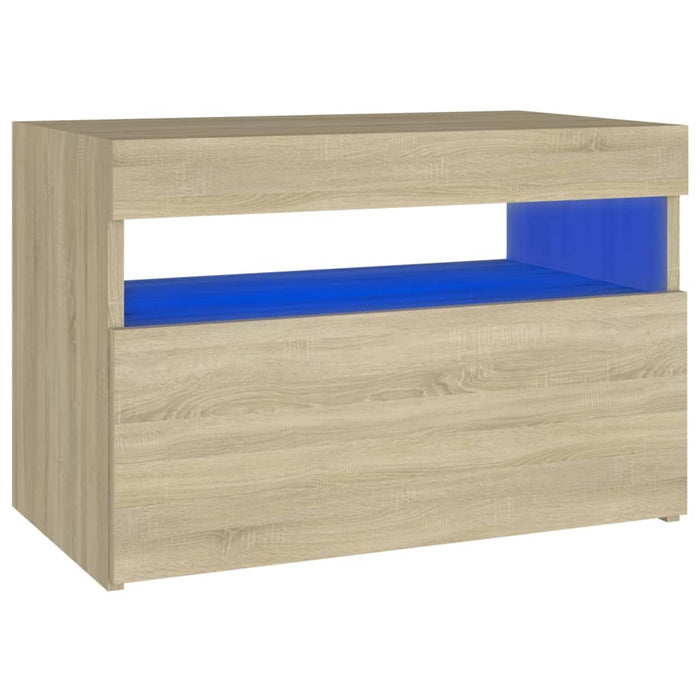 Bedside Cabinet & LED Lights Sonoma Oak 60x35x40 cm Engineered Wood