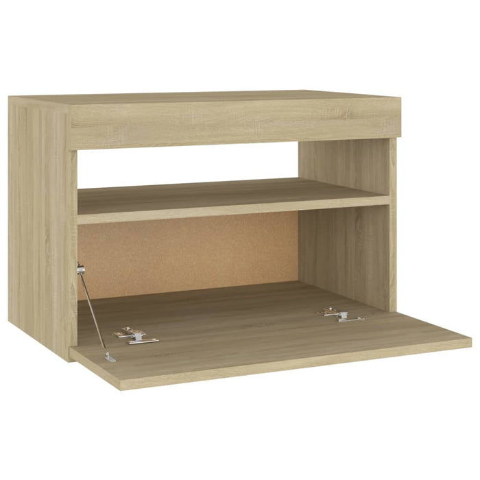 Bedside Cabinet & LED Lights Sonoma Oak 60x35x40 cm Engineered Wood