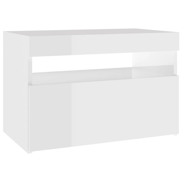 Bedside Cabinet & LED Lights 2 pcs High Gloss White 60x35x40 cm