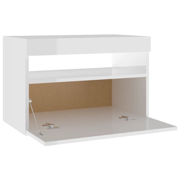 Bedside Cabinet & LED Lights 2 pcs High Gloss White 60x35x40 cm