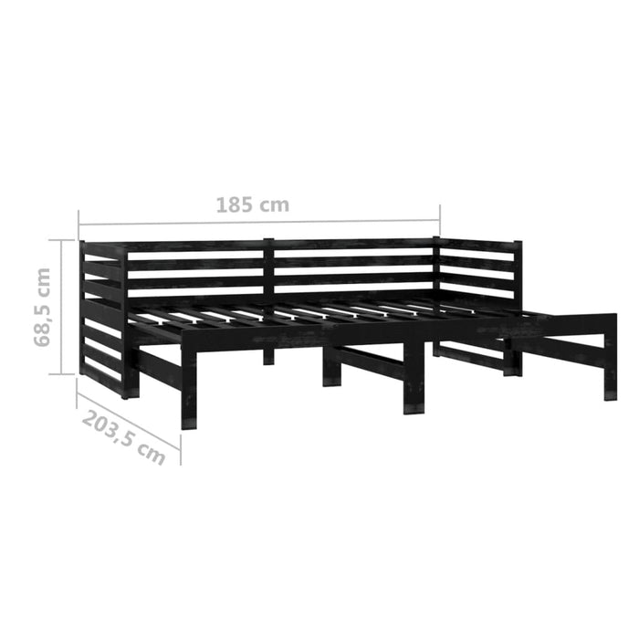 Pull-out Day Bed without Mattress Black 2x(90x200)cm